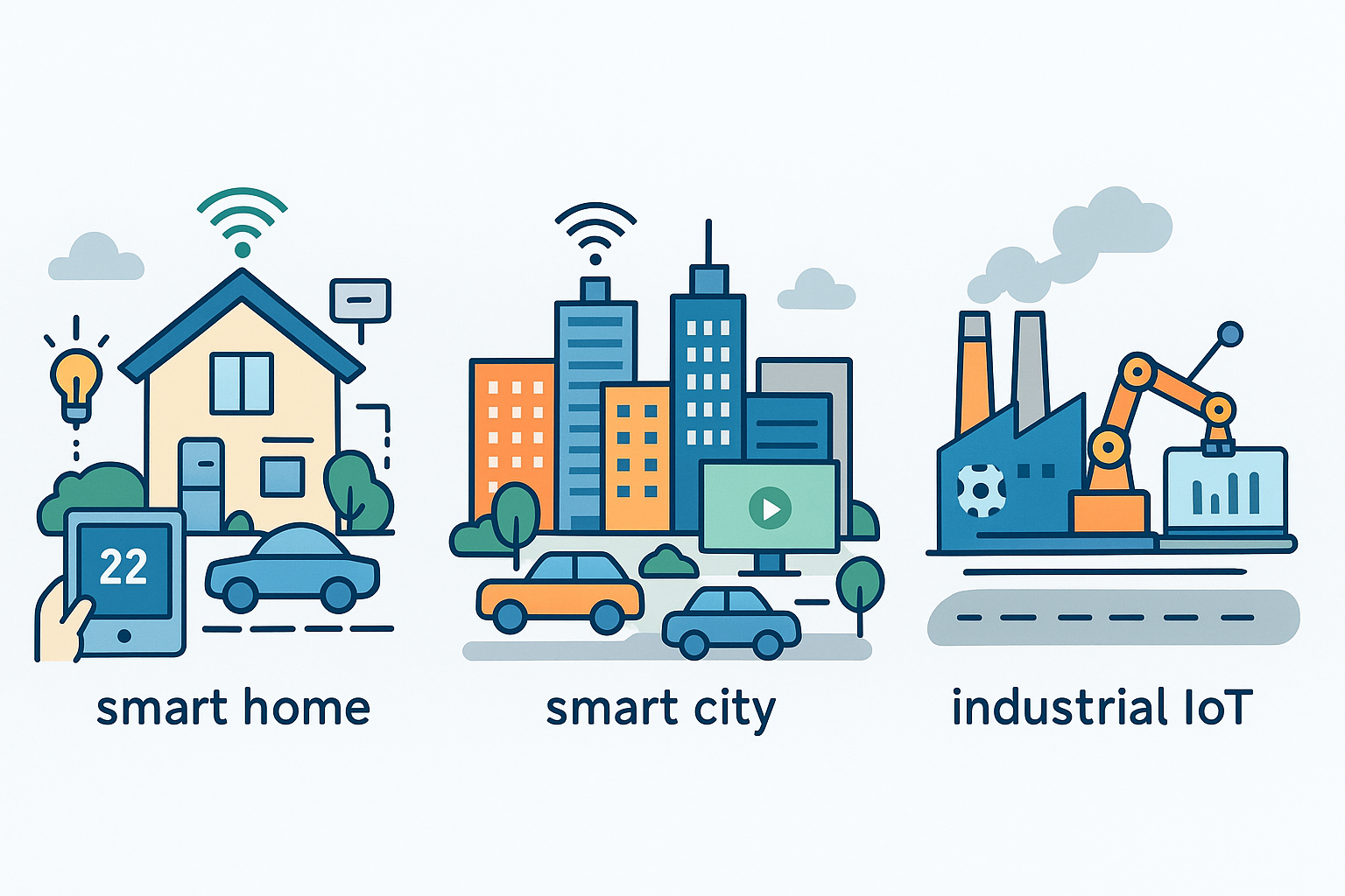 Główna ilustracja artykułu: Internet rzeczy w inteligentnym domu, mieście i fabryce