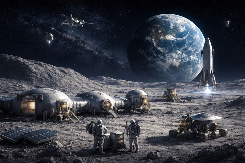 Główna ilustracja artykułu: Dalsze plany ludzkości wobec Księżyca